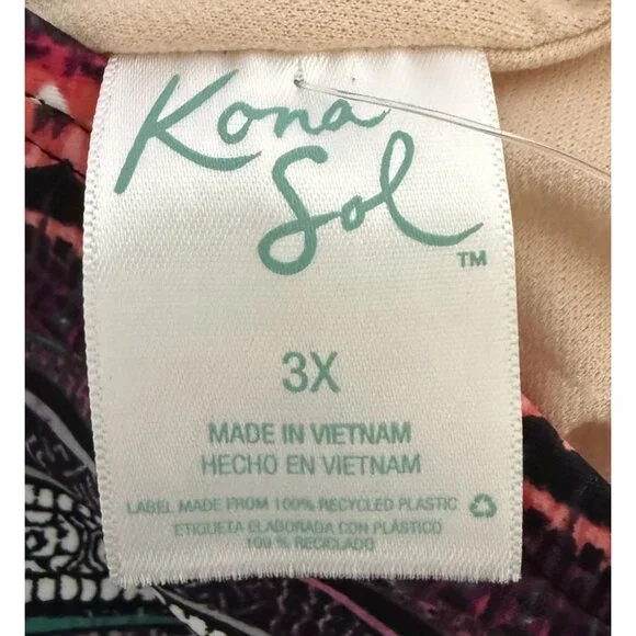 Kona Sol RacerBack Tankini Top Womens 3X Multicolor Beach Pool Plus Size NWT - Picture 6 of 7